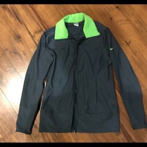 Nike FitDry Jacket Size L Blue/Gray and Lime Green